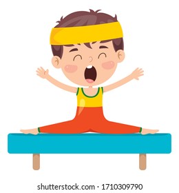 Happy Kid Doing Gymnastics Exercise