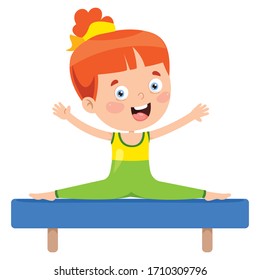 Happy Kid Doing Gymnastics Exercise