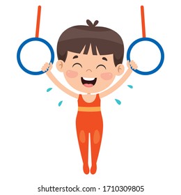 Happy Kid Doing Gymnastics Exercise