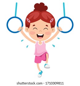 Happy Kid Doing Gymnastics Exercise