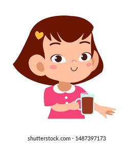 happy kid drink juice vector illustration