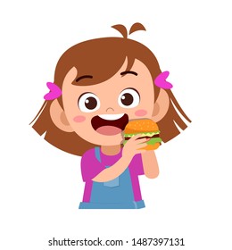 happy kid eat vector illustration