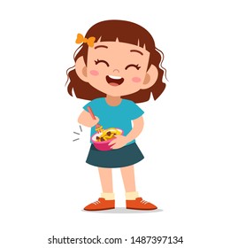 happy kid eat vector illustration