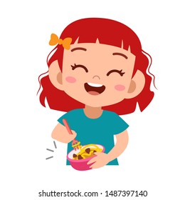 happy kid eat vector illustration