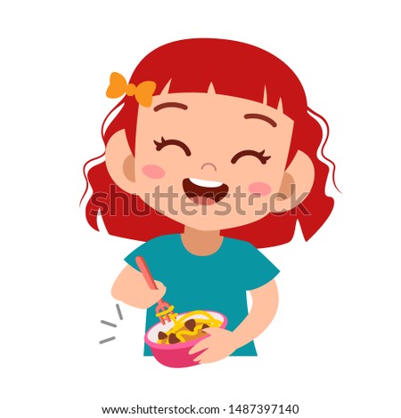 happy kid eat vector illustration