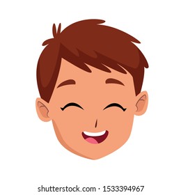 happy kid face icon over white background, vector illustration