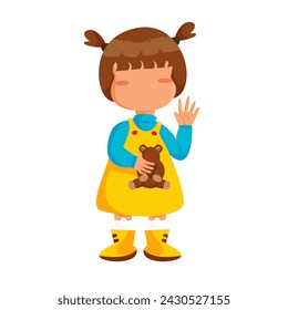 Happy kid faceless character in flat illustrations