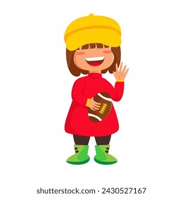 Happy kid faceless character in flat illustrations