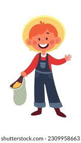 Happy kid with feed Vector Illustration