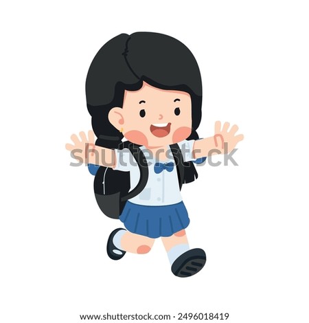 Happy Kid girl going to school