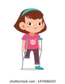 happy kid girl handicap vector