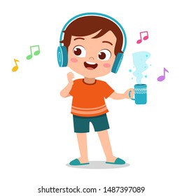 vector de música de niño feliz