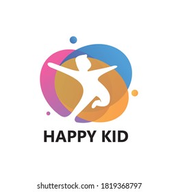 Vector de diseño de plantillas de logotipo de niño feliz