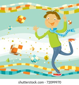 happy kid playing creativity games