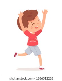 Happy Kid Running Arms Cute Boy Stock Vector (Royalty Free) 1866312226 ...