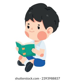 happy kid student read book