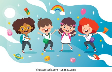 Happy Kid Studying And Learning