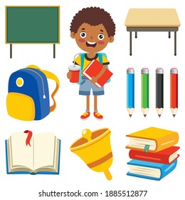 Happy Kid Studying And Learning