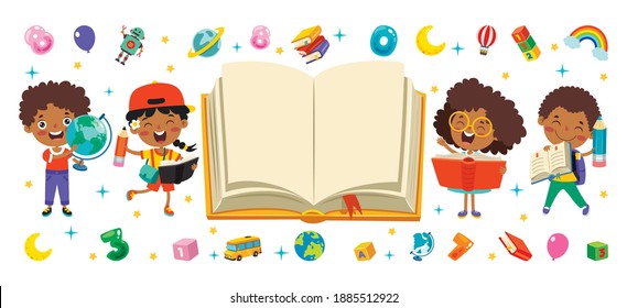 Happy Kid Studying And Learning