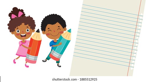 Happy Kid Studying And Learning