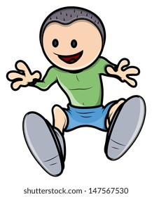 Happy Kid - Vector Cartoon Illustration
