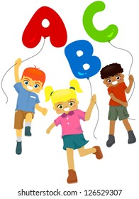 Happy Kids Abc Balloons Stock Vector (Royalty Free) 126529307 ...