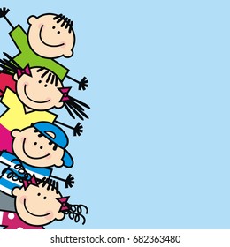 happy kids, banner, vector illustration, template