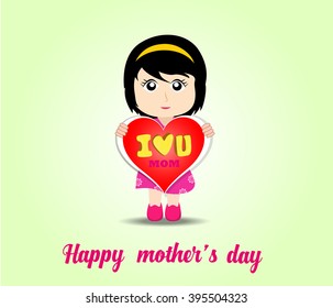 happy kids with big heart for mothers day card