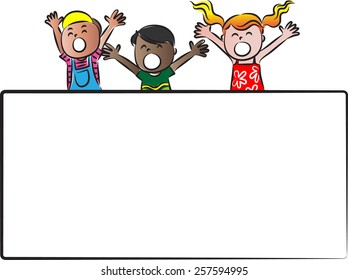 happy kids with blank background