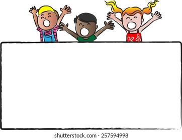 happy kids with blank background