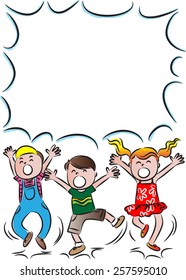 happy kids with blank background