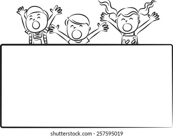 happy kids with blank background