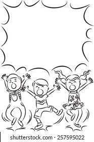 happy kids with blank background
