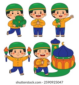 happy kids boy celebrate ramadan