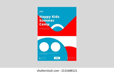 Happy Kids Camp Flyer Design. Summer Kids Camp Flyer Poster Design. Sunday Fun Day Kids Camp Poster, Leaflet Design.