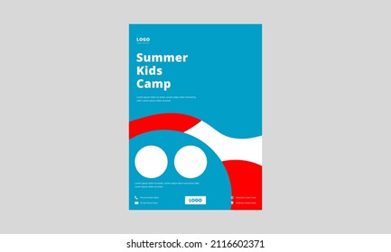 Happy Kids Camp Flyer Design. Summer Kids Camp Flyer Poster Design. Sunday Fun Day Kids Camp Poster, Leaflet Design.