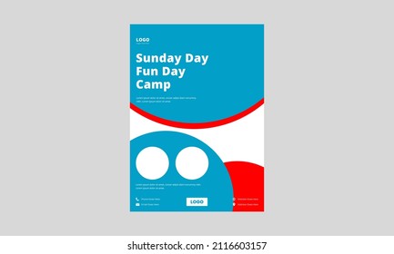 Happy Kids Camp Flyer Design. Summer Kids Camp Flyer Poster Design. Sunday Fun Day Kids Camp Poster, Leaflet Design.