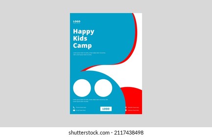 Happy Kids Camp Flyer Design. Summer Kids Camp Flyer Poster Design. Sunday Fun Day Kids Camp Poster, Leaflet Design.