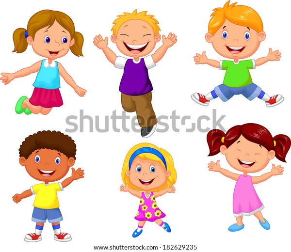 Happy Kids Cartoon Stock Vector (Royalty Free) 182629235