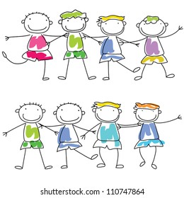 Happy kids, cartoon characters