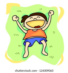 happy kids cartoon hand-drawn illustration