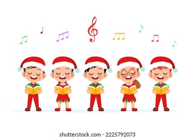 Fröhliche Weihnachten singen musikalisch. Weihnachtsvektorstil