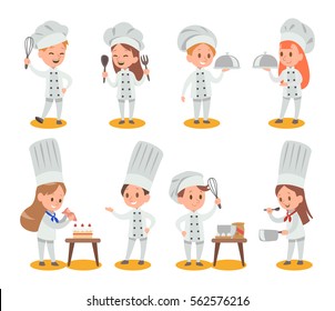 Happy kids is cooking and having fun in the kitchen vector design svg