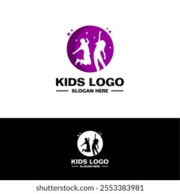 happy kids dance logo vector