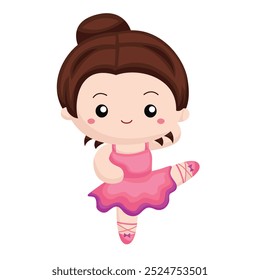 Happy Kids Doing Ballerina Ballet Daily Sport Activity Cartoon Illustration Vector Clipart Sticker Decoration Background