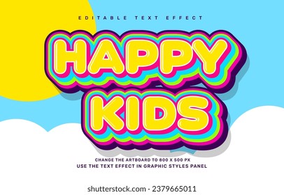 Happy kids editable text effect template

