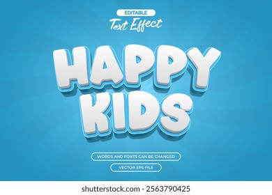 Happy kids editable text effect with blue comic background 