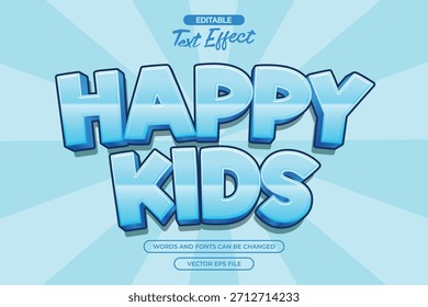 Efecto de texto editable de niños felices con estilo de texto de dibujos animados y con fondo cómico