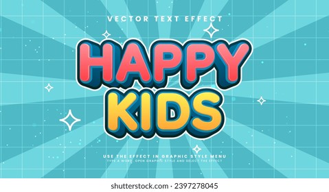 Happy kids editable text style effect. Vector text effect with a simple and minimalist style with a simple and minimalist style for a children's theme.