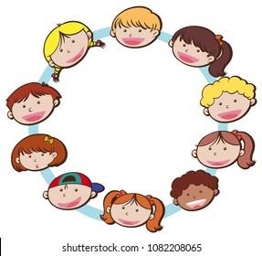 Happy Kids Face on White Background illustration